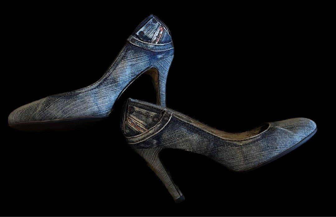 denim stiletto heels
