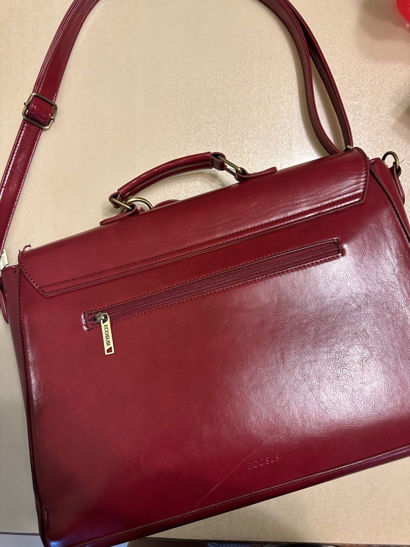 Ecosusi Leather Laptop Sling Bag, Luxury, Bags & Wallets on Carousell