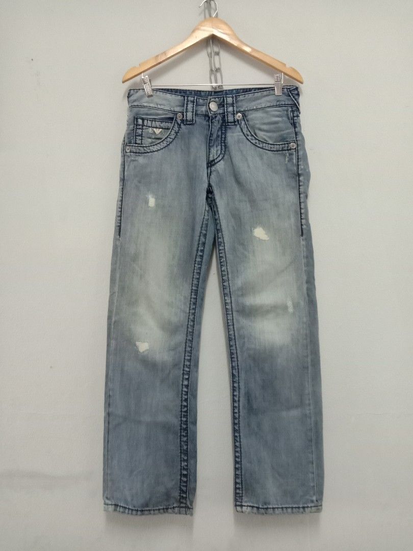 Mens armani distressed jeans deals