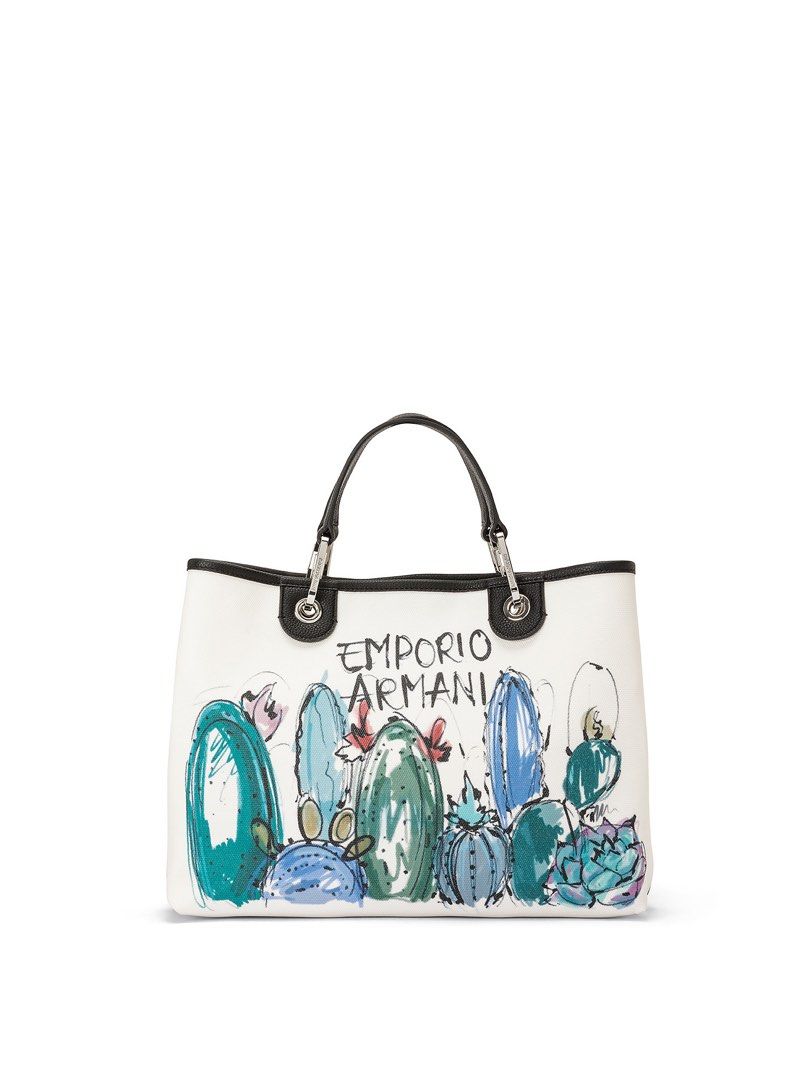 Emporio Armani shopping bag in canvas Women s Fashion Bags