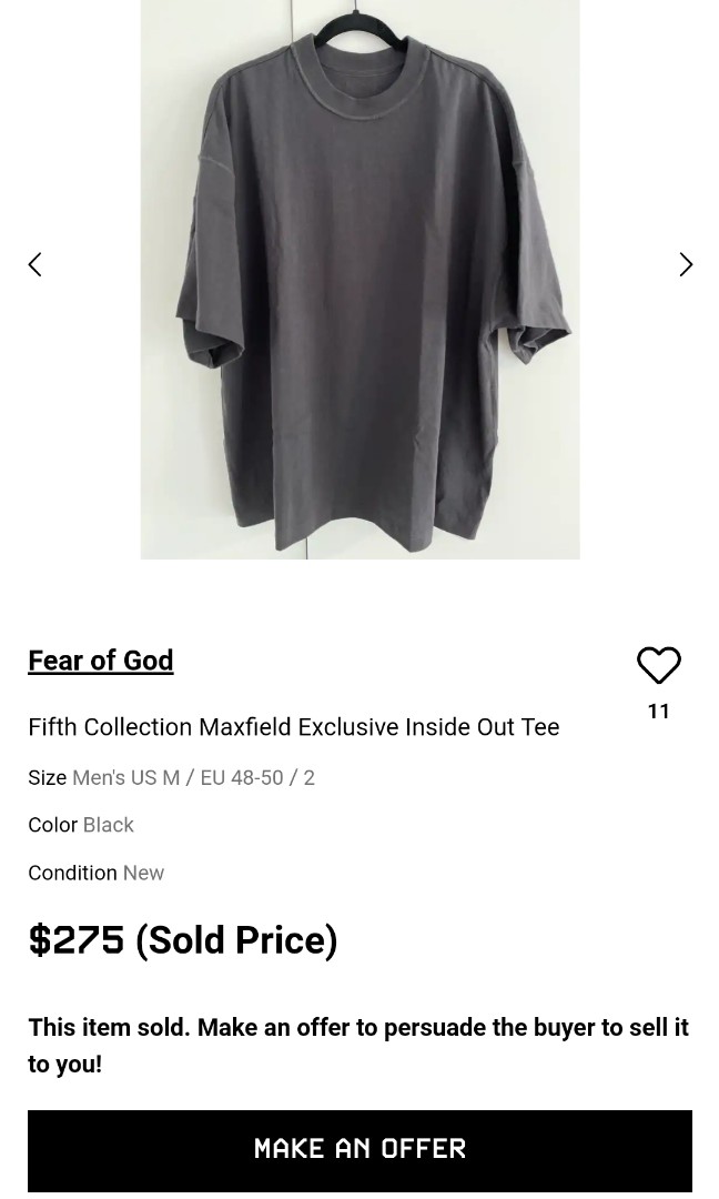 Fear Of God 5th inside out tee - ファッション
