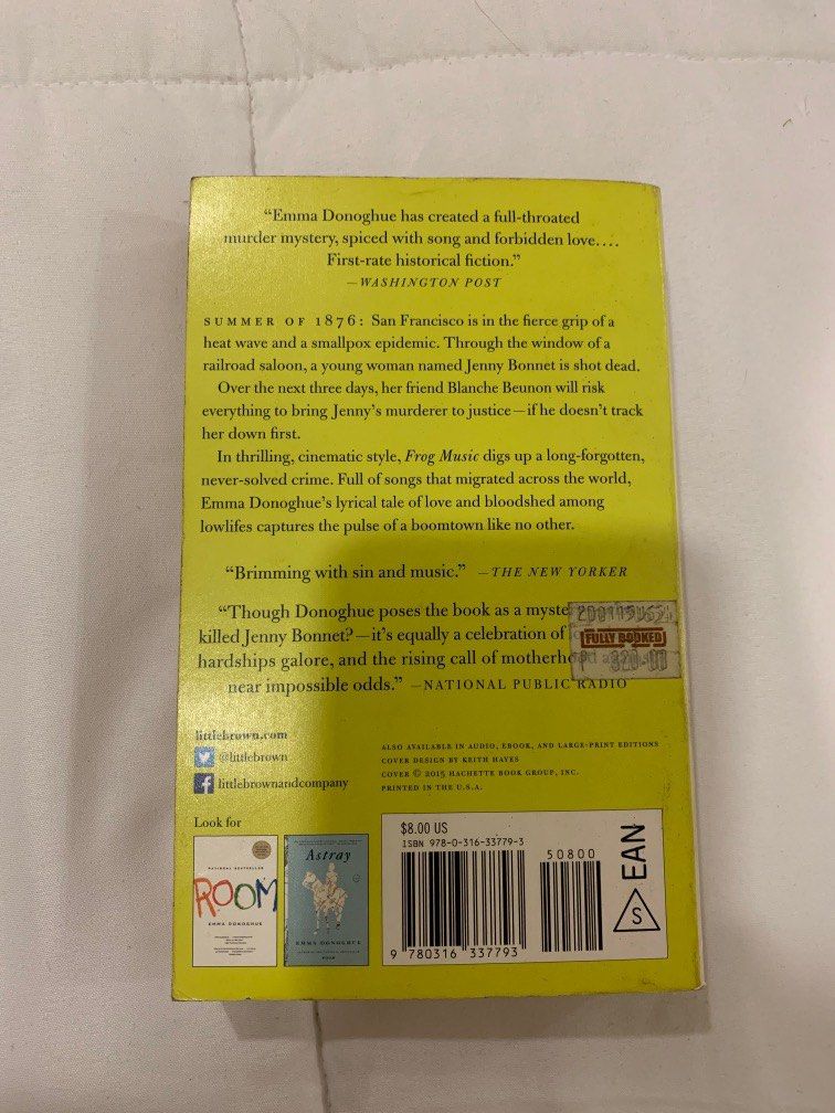 Frog Music - Emma Donoghue (Category: Storybooks) located in Tarlac. Submitted by kloset.kween (Listing ID 1203425269, Image 3). Description: .