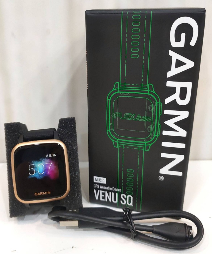 艾爾巴二手】Garmin Venu Sq Music GPS智慧腕錶石墨玫瑰金#保固中#二手