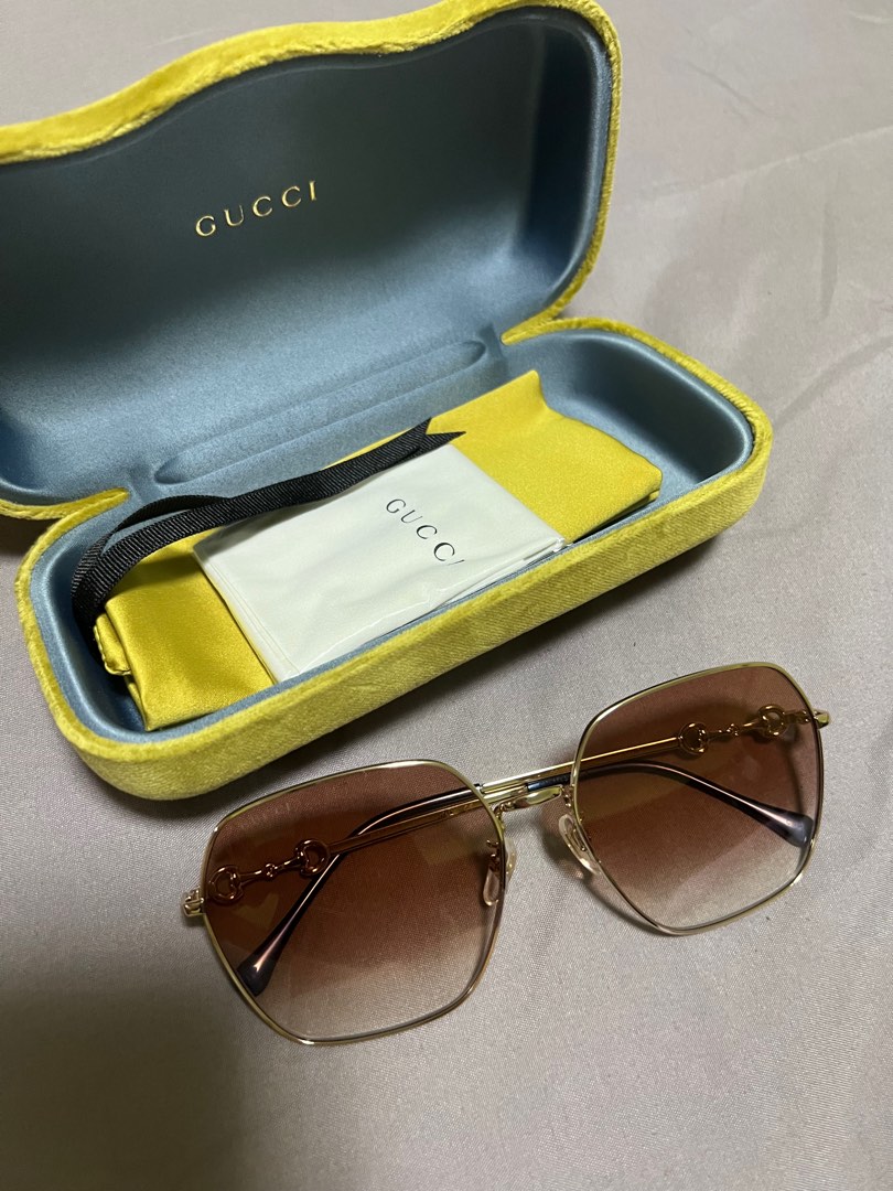Gucci sunglasses brown gold hot sale