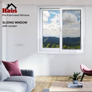Haus Pre-fabricated UPVC Sliding Window  Ordinary Lock-Using 6mm Clear Glass with Profile Screen