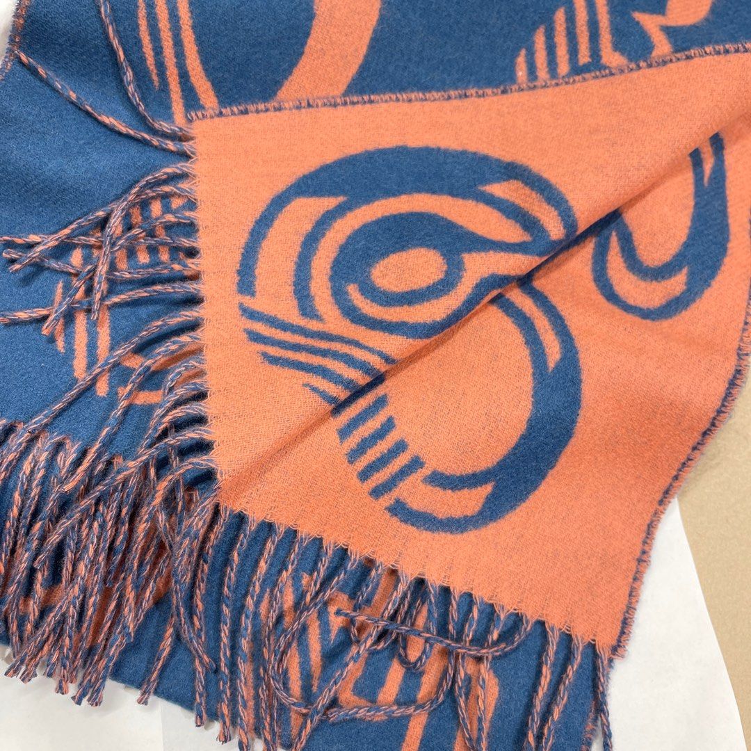 Brand New Hermes Casaque Do Re Boucles Cashmere Muffler Scarf 2022