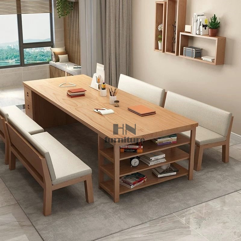 hn-0352 Solid Pine Open Storage Study Table, Furniture & Home Living ...