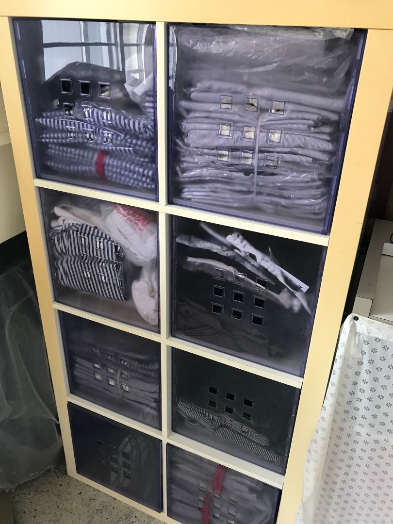 IKEA Kallax Shelves w Lekman Storage Boxes, Furniture & Home Living