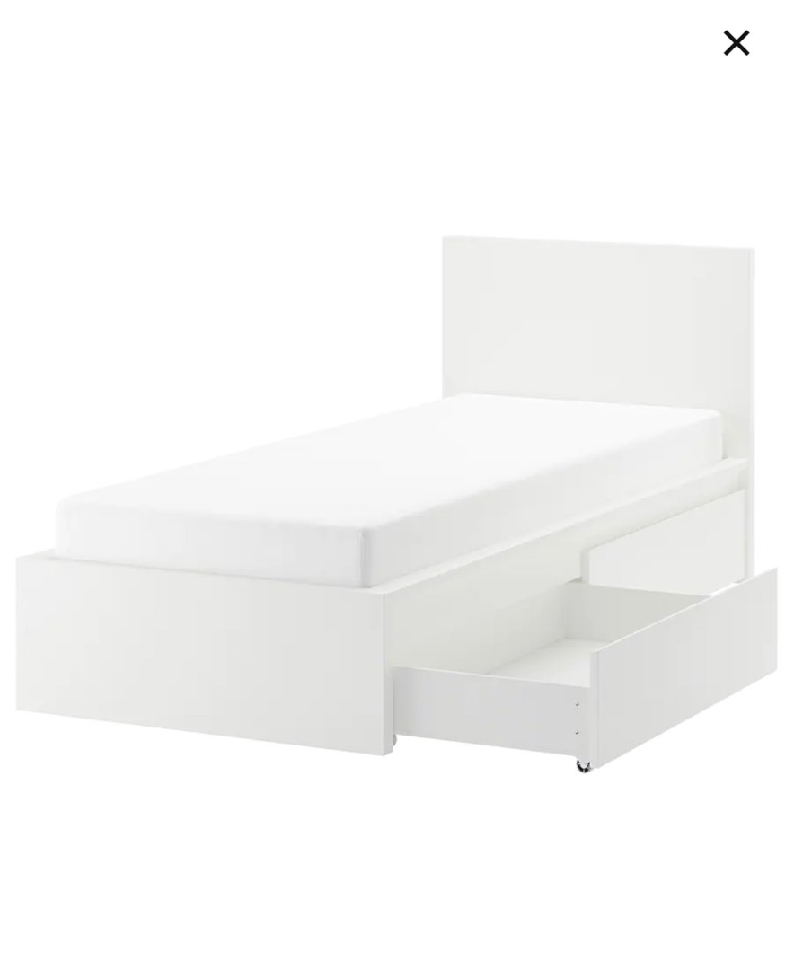 Ikea Single Bed Frame + Storage drawers, Furniture & Home Living