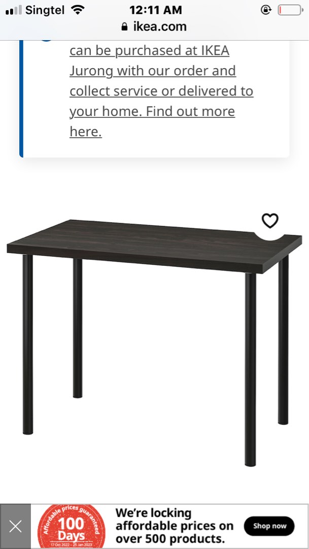 IKEA table with detachable legs, Furniture & Home Living, Furniture