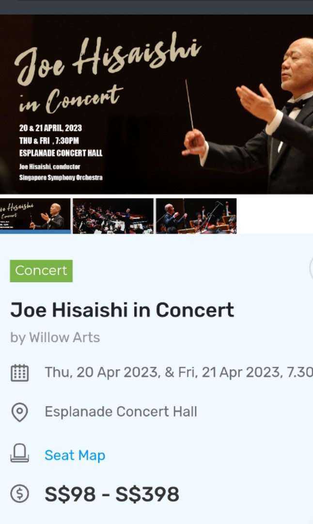 Joe Hisaishi in Concert with SSO, 20 April 2023, Tickets & Vouchers