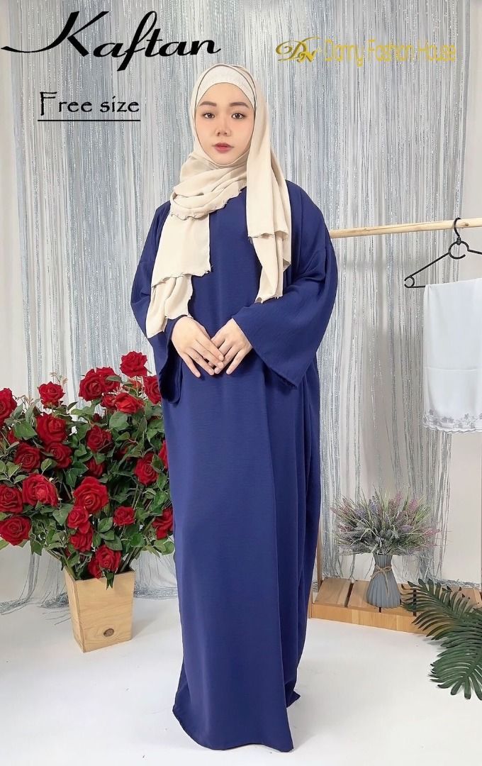 Kaftan Abaya JUBAH PLAIN EMBROIDERY FREE SIZE MANY COLORS Women s Fashion Muslimah Fashion Kaftans Jubahs on Carousell