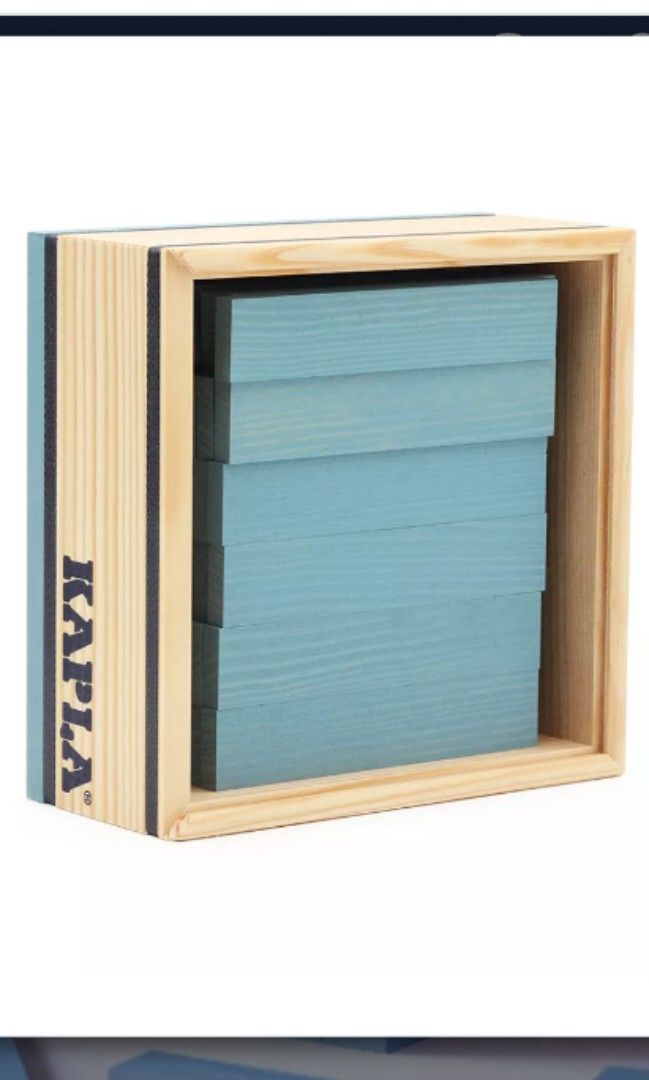 KAPLA 40 Squares Light Blue - Wooden Construction Set - 40 Light Blue Colored Building Planks - For Ages 3
