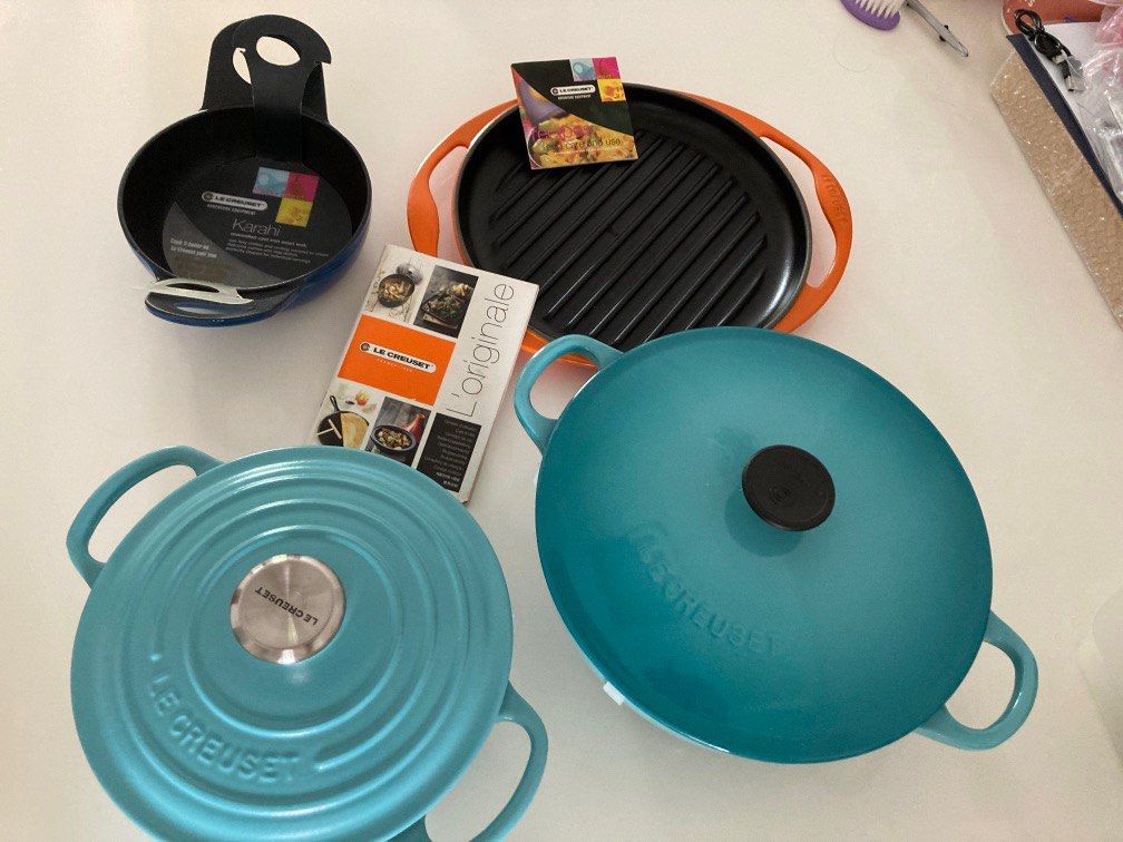 Le Creuset pots, wok and grill pan, Furniture & Home Living