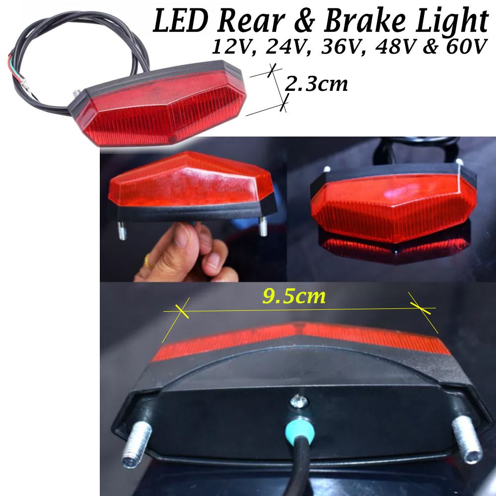 LED Rear & Brake Light Bicycle Bike Electric Scooter Ebike Escooter