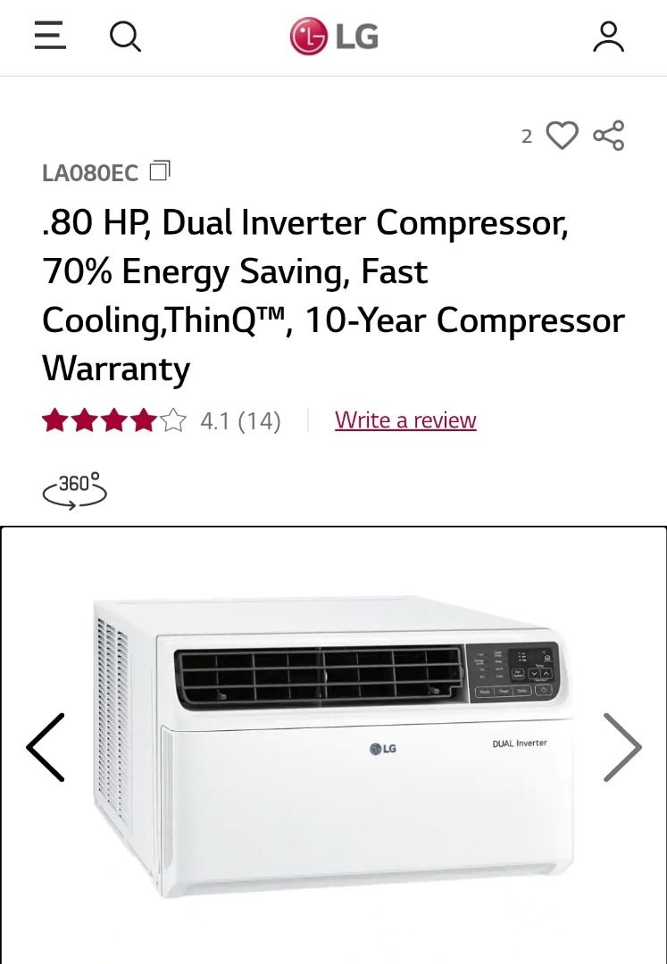 LG 0.8hp Dual Inverter Window Type Airconditioner, TV & Home Appliances ...