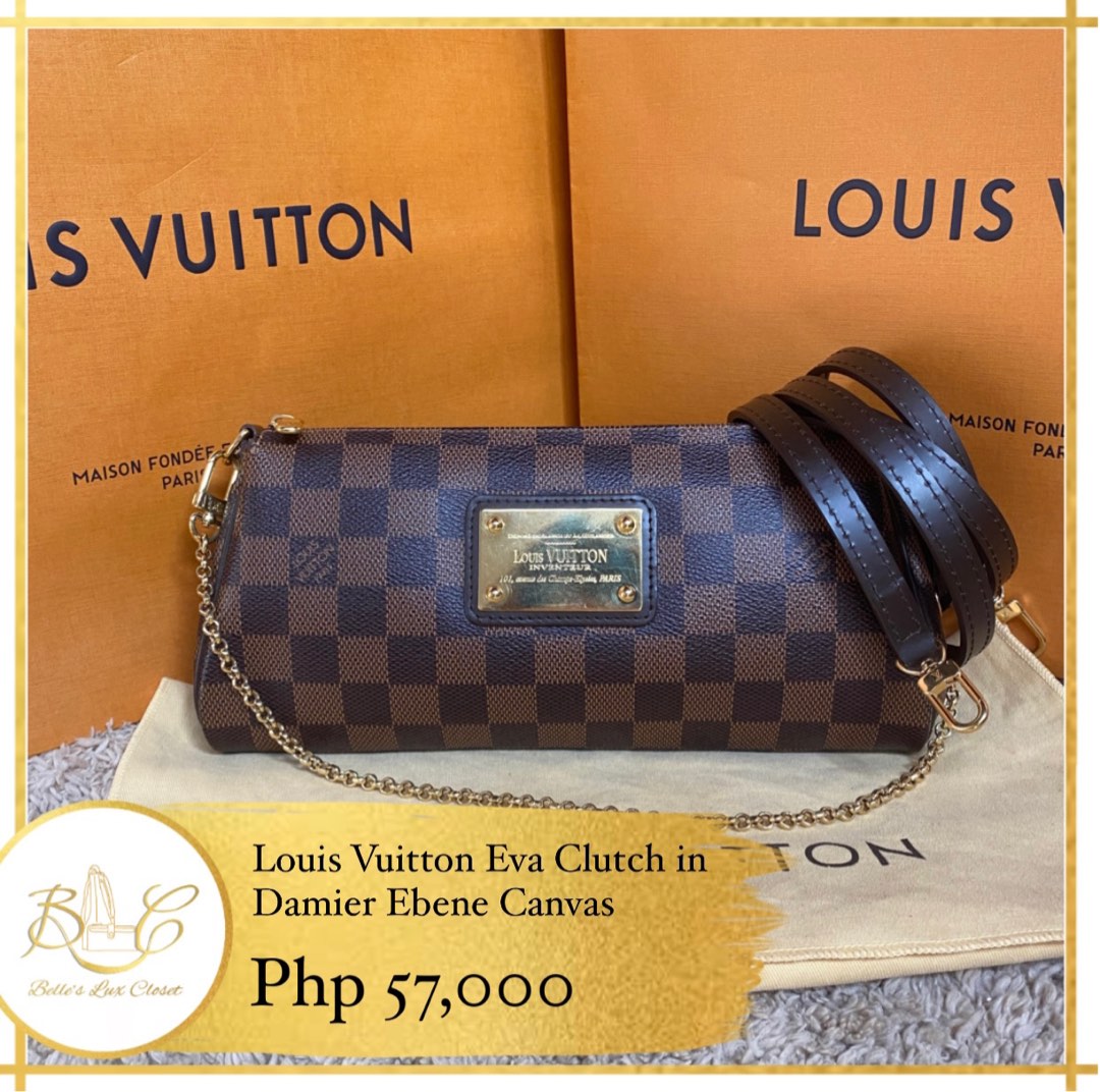 Authentic Louis Vuitton Damier Ebene Two Way Eva Clutch, Luxury, Bags &  Wallets on Carousell