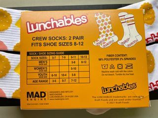 Lunchables crew socks from US