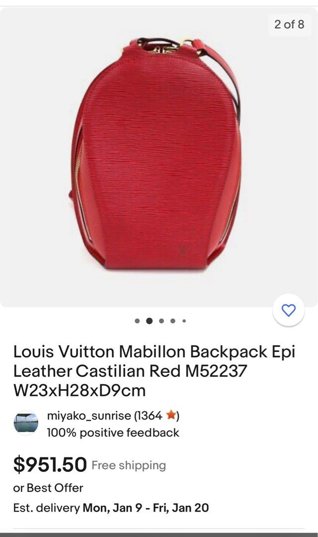 LOUIS VUITTON Epi Mabillon Backpack Red Castilian M52237 LV Auth