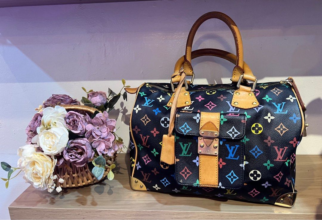 LV Speedy 30 Black Multicolor Handbag, Luxury, Bags & Wallets on Carousell