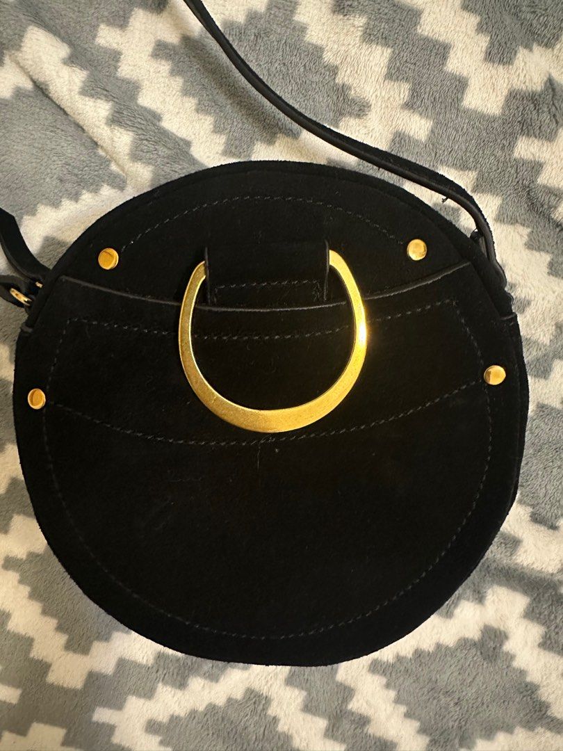 Mango round online leather bag