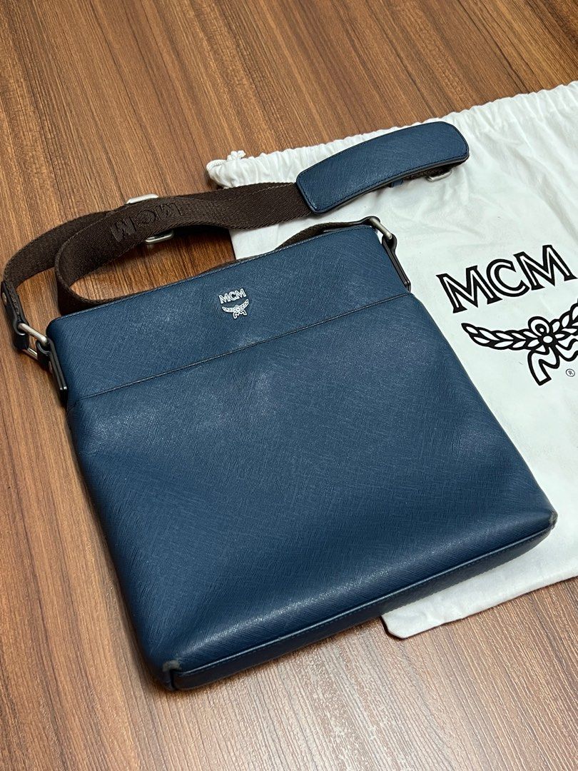 MCM Blue Leather Ottamar Messenger Bag MCM