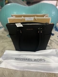 MICHAEL Michael Kors, Bags, Charlotte Large Saffiano Leather Topzip Tote  Bag