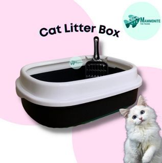 Pet Cat Litter Box Medium with Scoop Black DGL-02