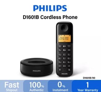 Philips D1601B/90 Cordless Phone (1 Handset) (Phonebook, Caller ID, Eco Mode, ETC)