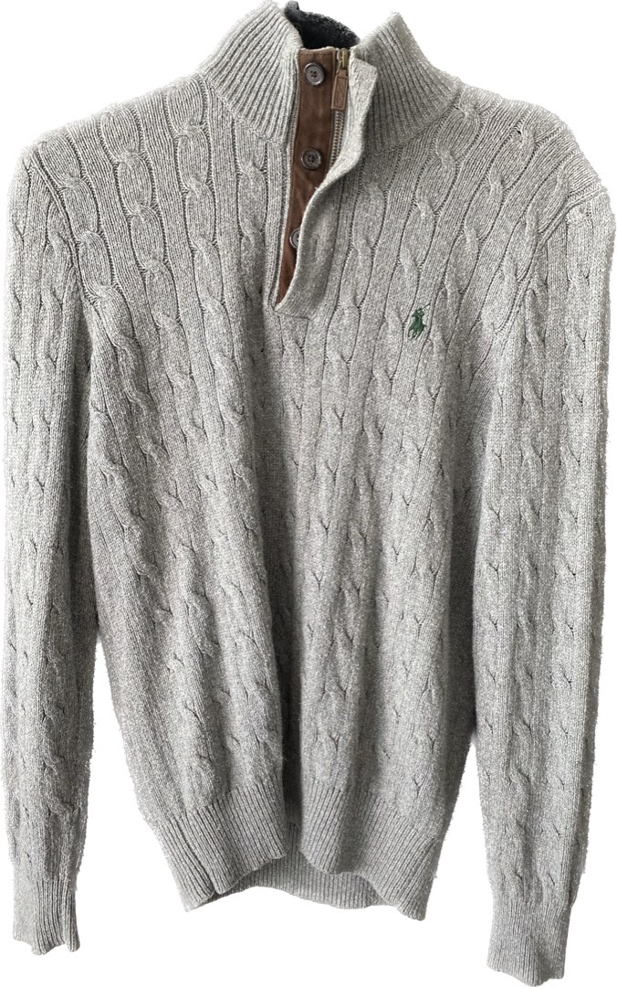 Ralph lauren half zip online cable knit jumper grey