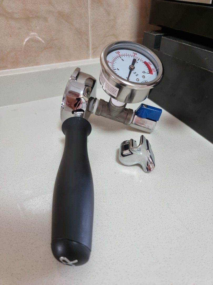 Portafilter Pressure Gauge with Stainless Steel Valve., Food & Drinks