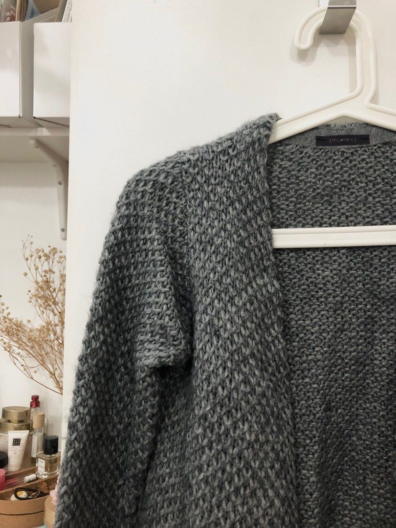 Promod Grey Knitted Long Cardigan (Category: Coats, Jackets and Outerwear) located in Marikina City. Submitted by declutterbymilkee (Listing ID 1203433240, Image 3). Description: Grey Knitted Long Cardigan from Promod - Perfect this winter season! - Good as new, only used it twice. - Will fit S-M frames - Length: 26.5” Payment: Gcash/ Maya SF not included Ref. #1.