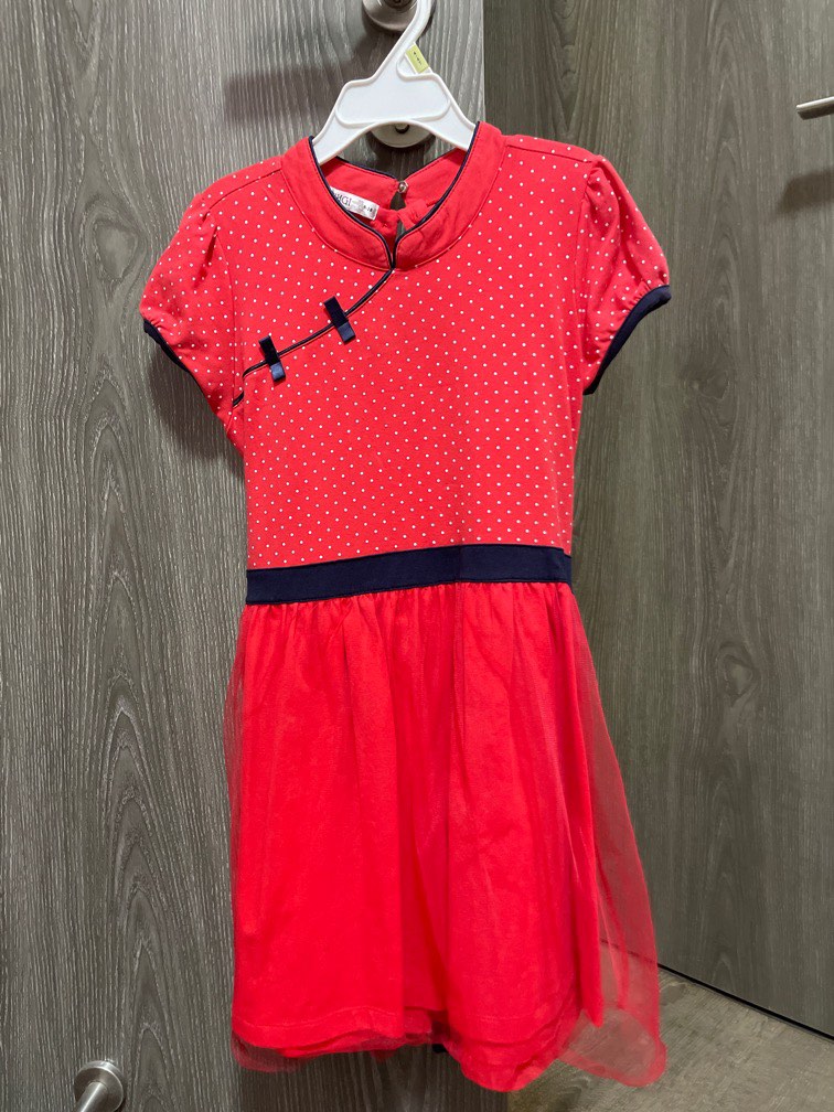 Girls red spotty discount dress