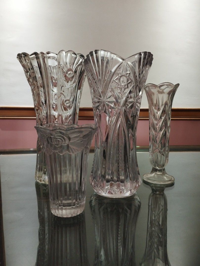 Retro glass vases in 4 sizes, Furniture & Home Living, Home Decor