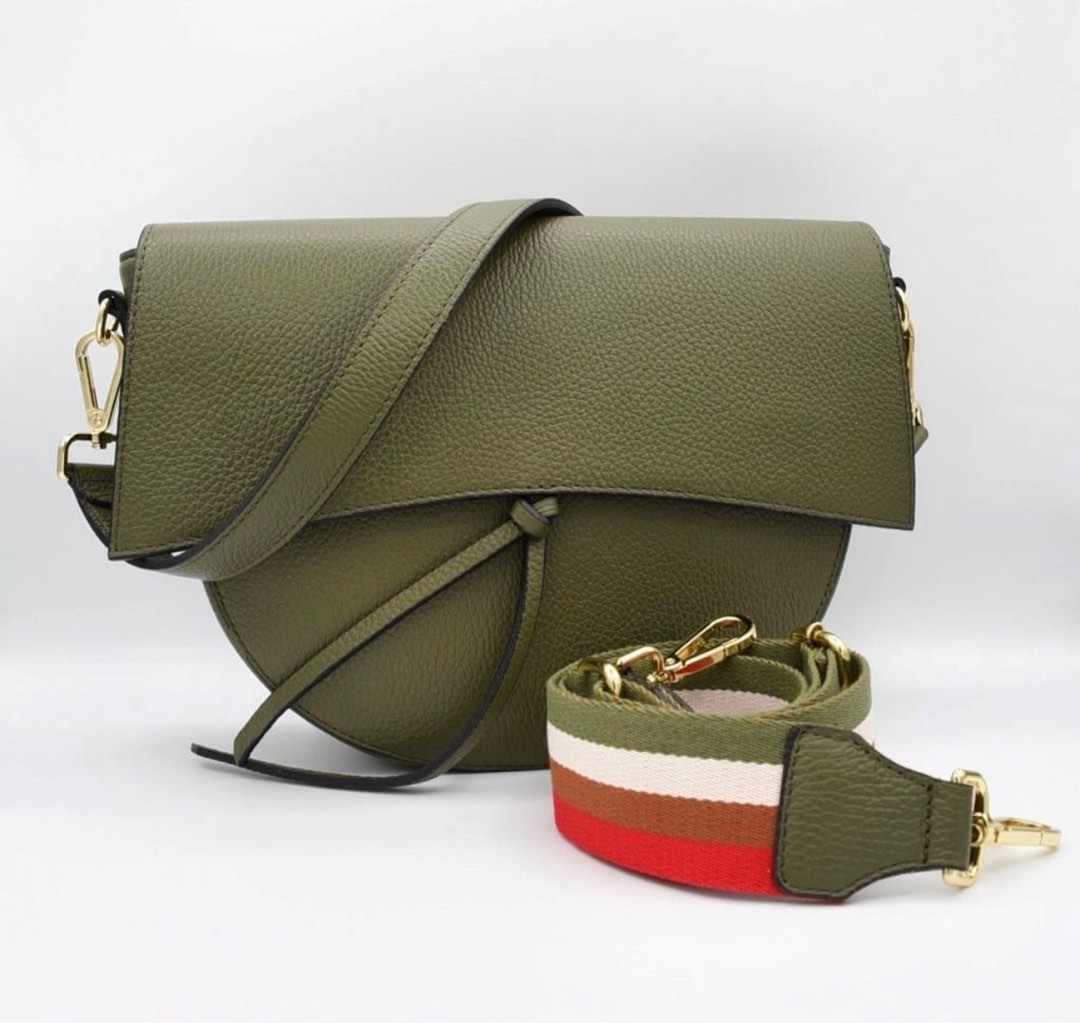 RF Roberta Firenze Military Green Modern Saddle Leather Bag (Made in ...