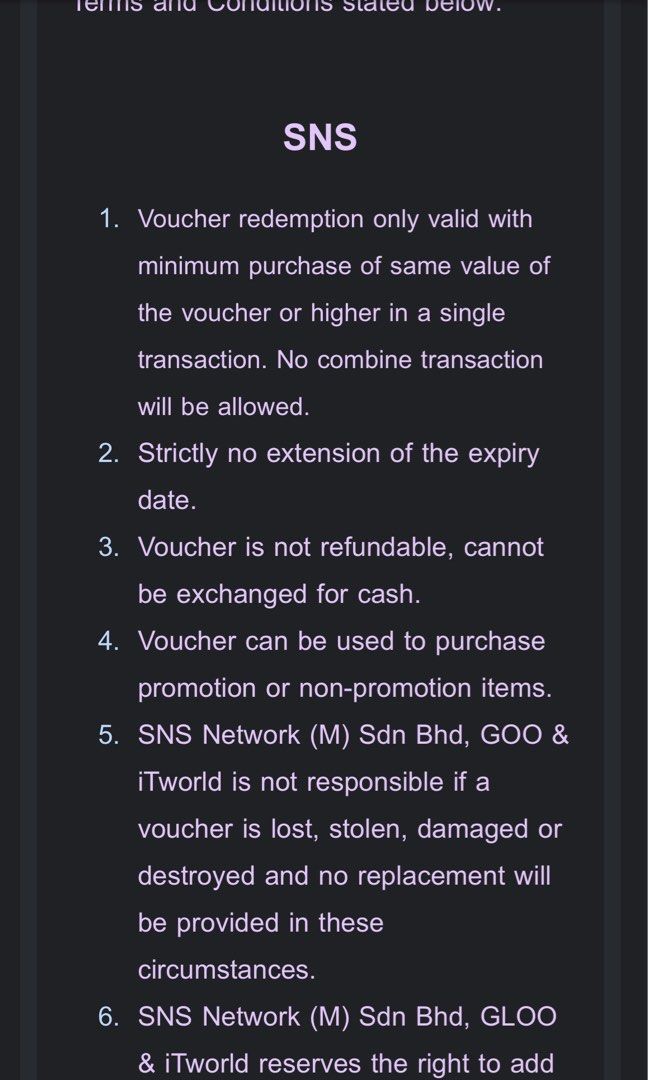 Sns voucher on sale
