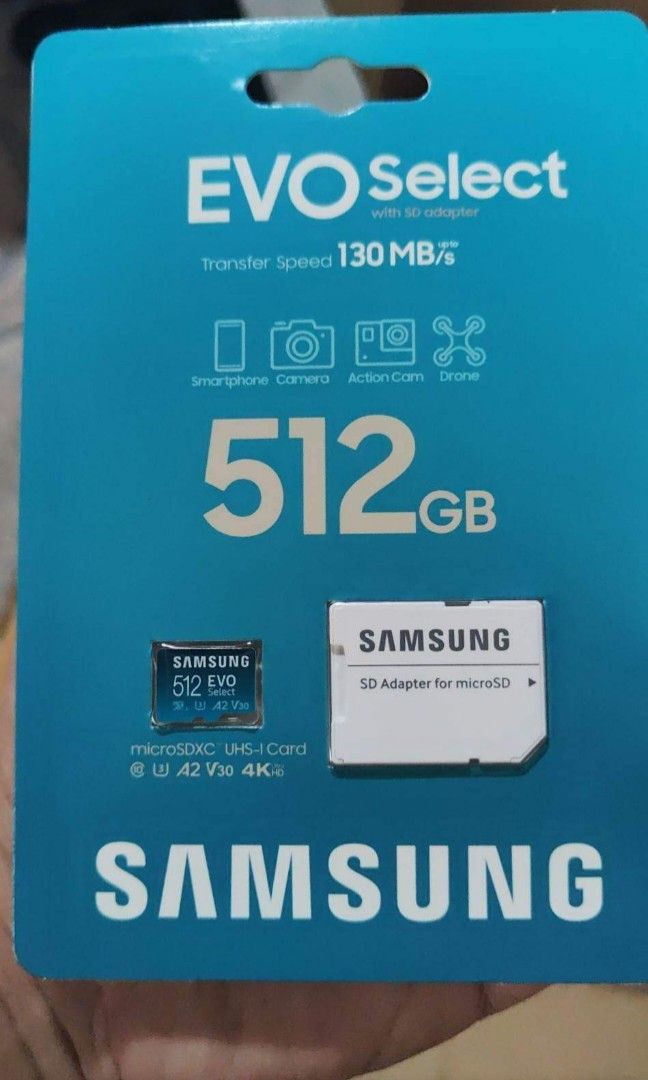 Samsung EVO SELECT 512GB Micro SD, Computers & Tech, Parts