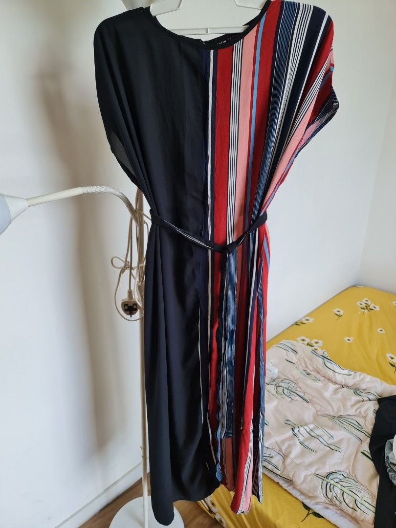 Shein maxi dress with front zip breastfeeding friendly, Women's Fashion