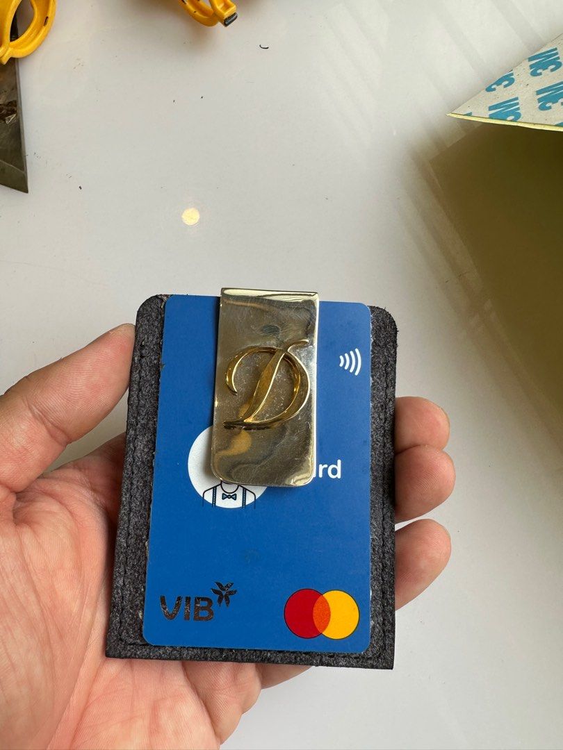 Solid Gold D Dupont Money Clip LV Wallet Combo 10K Solid Gold, Luxury