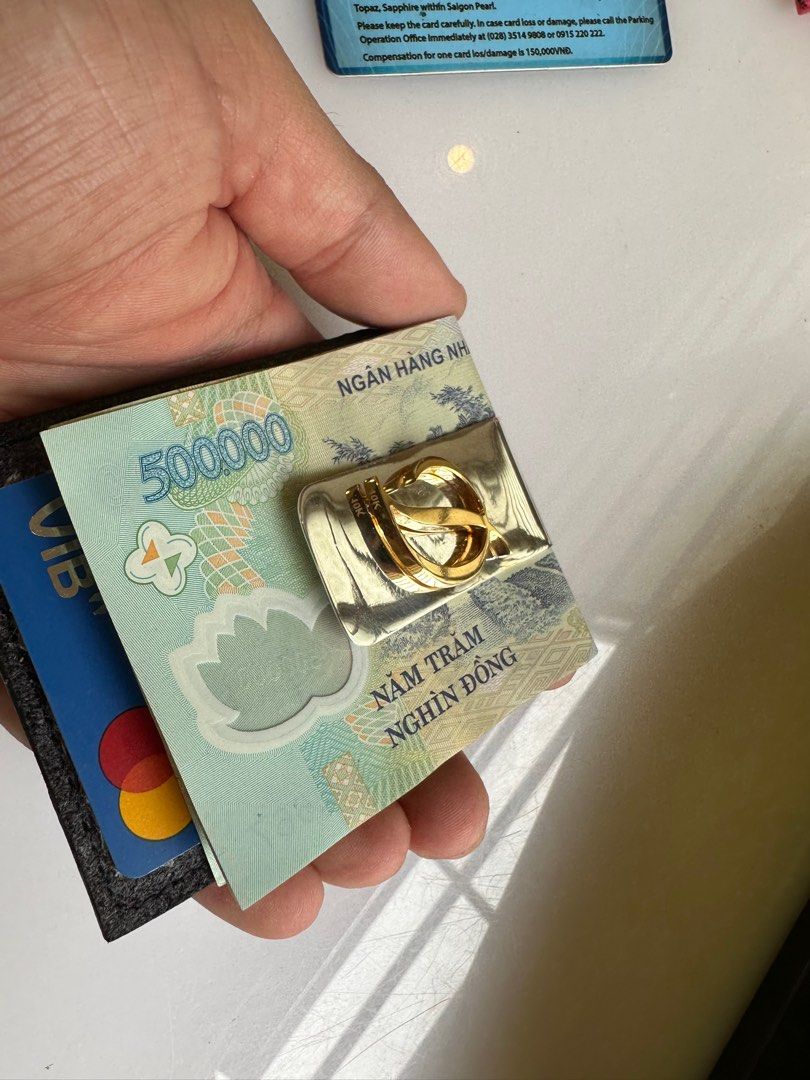 Solid Gold D Dupont Money Clip LV Wallet Combo 10K Solid Gold, Luxury