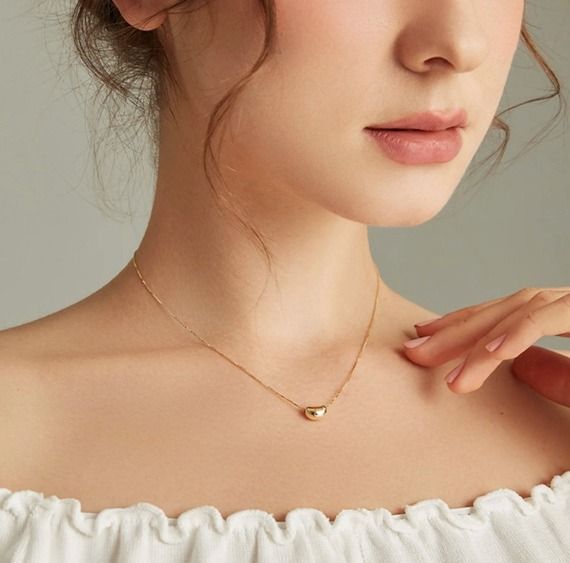 Gold sale bean necklace