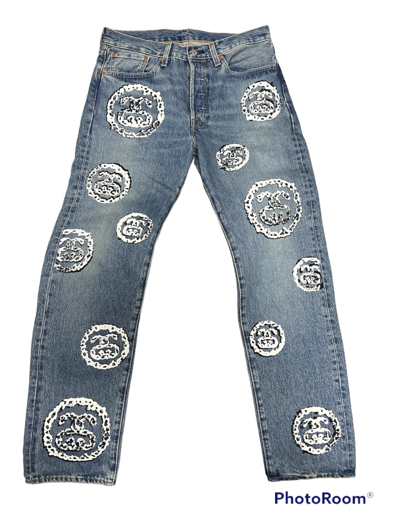 Stussy Denim Tears Levi's 501 Vintage Light Wash, Men's Fashion