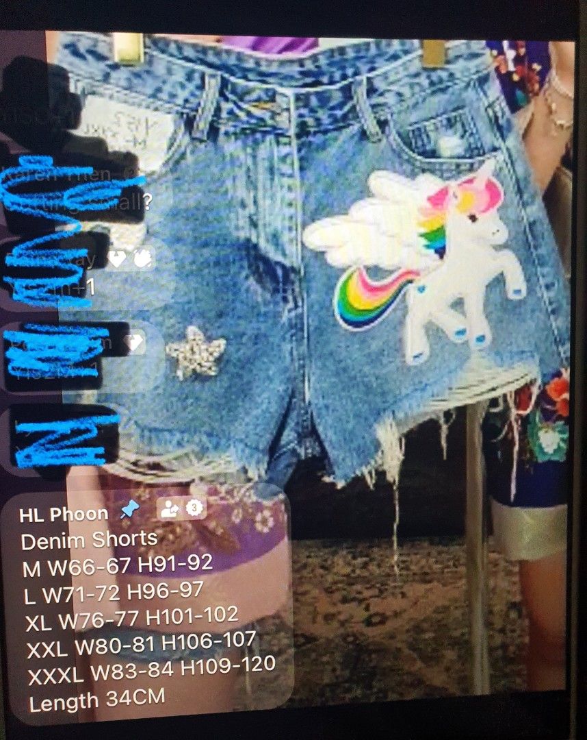 Brand New Unicorn Denim Shorts Women s Fashion Bottoms Shorts
