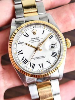 Super Rare B&P 1974 Rolex Oyster Perpetual Datejust 1601 Automatic Vintage Watch with Buckley Dial and Gay Frères (Freres) Folded Oyster Bracelet