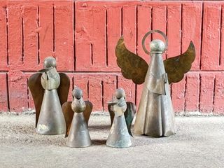 Vintage Bronze Copper Angels Altar Display