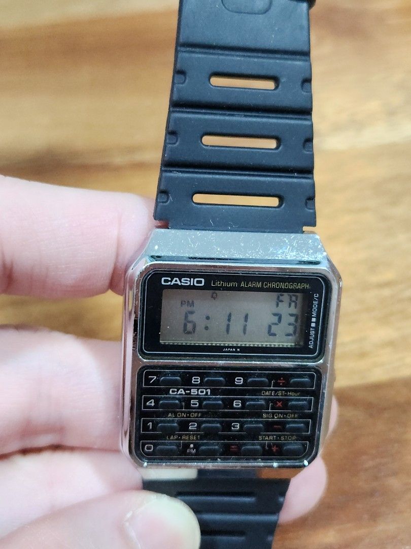 Vintage Casio Lithium CA-501 (steel calculator watch), Men's