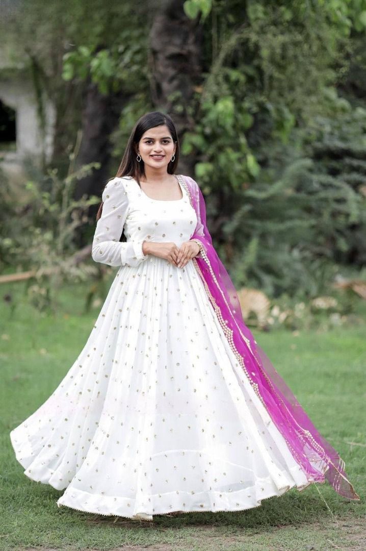 Pre order white anarkali Women s Fashion Dresses Sets