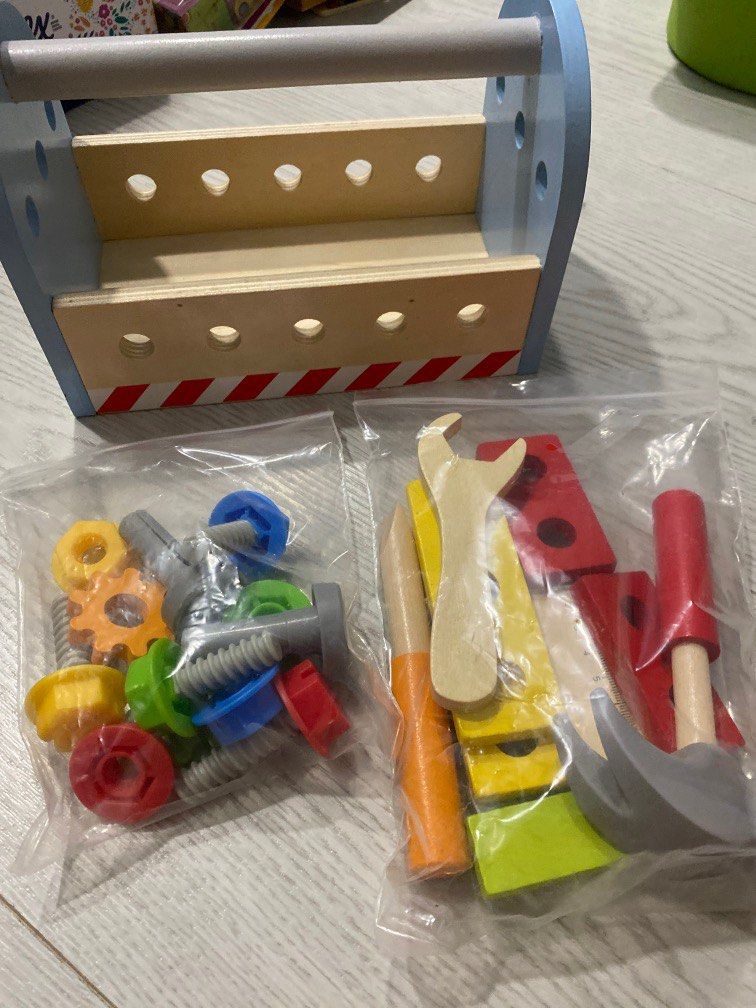 Wooden toolbox play set, Hobbies & Toys, Toys & Games on Carousell