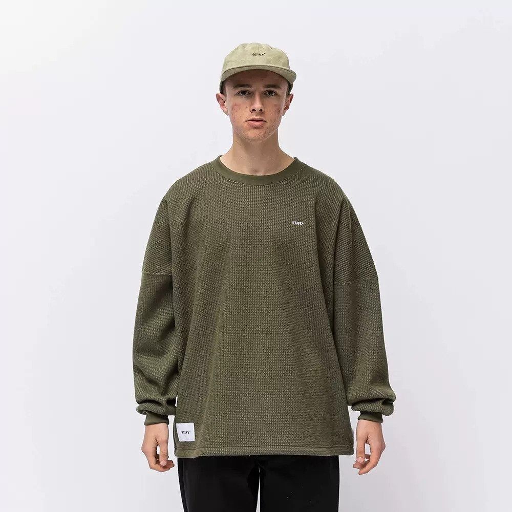 WTAPS 21AW WAFFLE / LS / PEAC - 212ATDT-CSM30 - OLIVE DRAB WAFFLE