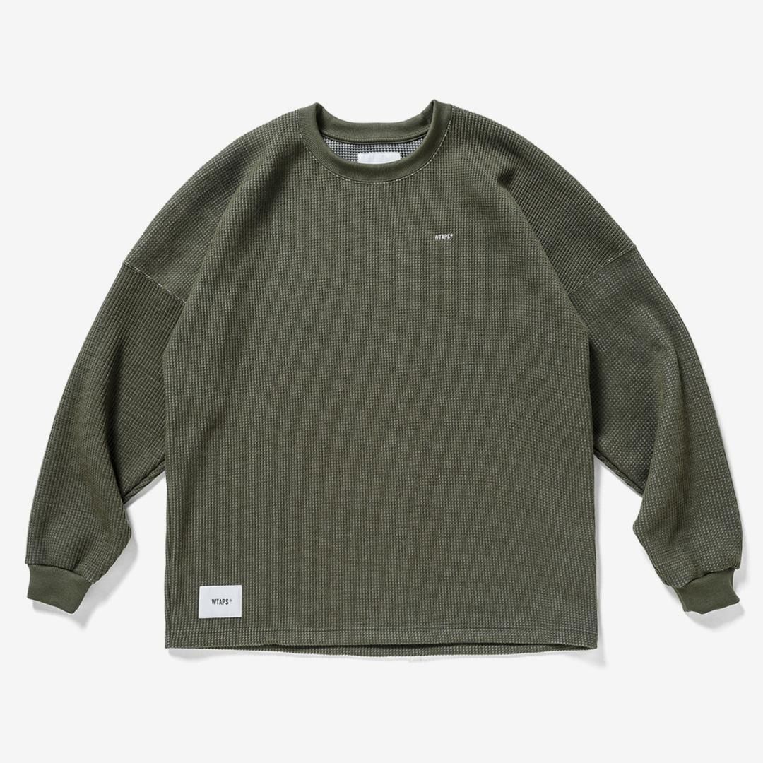 WTAPS 21AW WAFFLE / LS / PEAC - 212ATDT-CSM30 - OLIVE DRAB WAFFLE